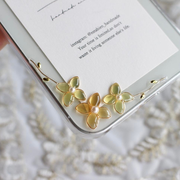 金木犀のスマホケース　全機種対応　iPhoneケース クリアケース　iPhone17 iPhone16  キンモクセイ 3枚目の画像