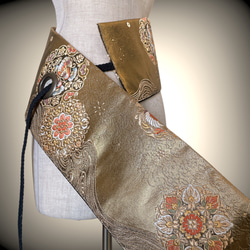 本金箔帯 煌めき最強 刺繍帯 サッシュベルト 金色 ゴールド 高級感 ウエスト 65〜95cm 着物リメイクJ70910 7枚目の画像
