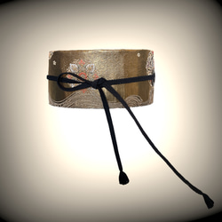 本金箔帯 煌めき最強 刺繍帯 サッシュベルト 金色 ゴールド 高級感 ウエスト 65〜95cm 着物リメイクJ70910 8枚目の画像