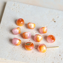 新作★りんご型　樹脂グラデーションビーズ  フルーツ　ゴールドグリッター×アプリコット、ピンクグラデーション 12枚目の画像
