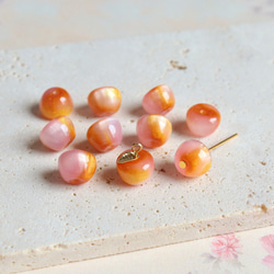 新作★りんご型　樹脂グラデーションビーズ  フルーツ　ゴールドグリッター×アプリコット、ピンクグラデーション 17枚目の画像