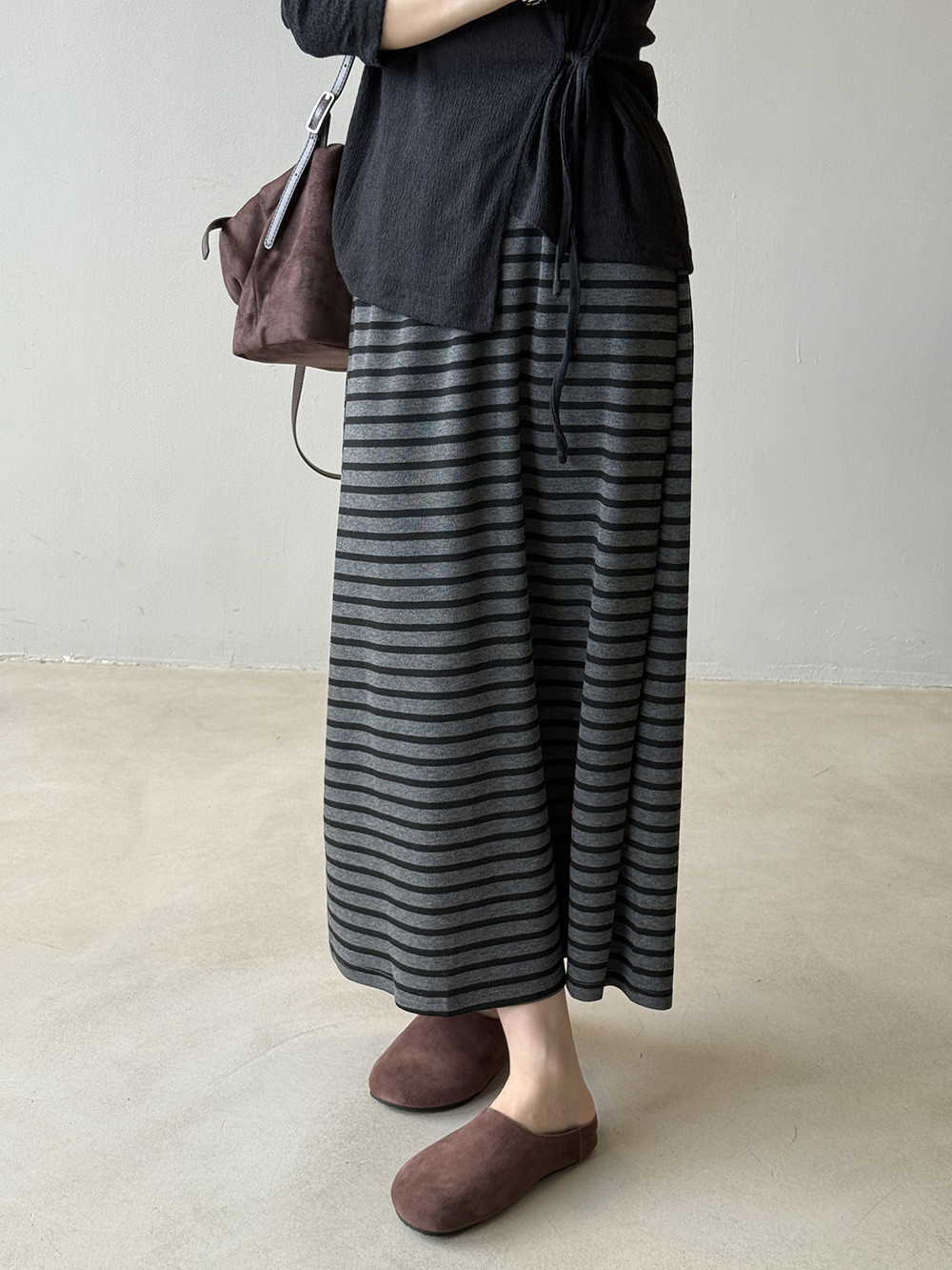 秋新作レディースハイウエスト ストライプ ニット ミニスカート【返品・交換可】品質最優先25-386