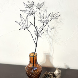 【受注制作】もみじの一輪挿し　中サイズ　　　　　紅葉　ワイヤーアート　ワイヤークラフト 2枚目の画像