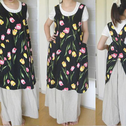 シンプル優等生のバッククロスエプロン・とんとんトン♪ぶたさん一緒で家事楽し[ブラック][エクリュ] 11枚目の画像