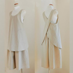 シンプル優等生のバッククロスエプロン・とんとんトン♪ぶたさん一緒で家事楽し[ブラック][エクリュ] 5枚目の画像