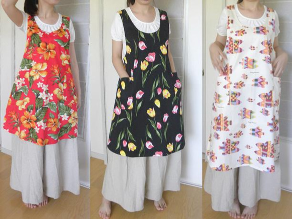 シンプル優等生のバッククロスエプロン・とんとんトン♪ぶたさん一緒で家事楽し[ブラック][エクリュ] 12枚目の画像