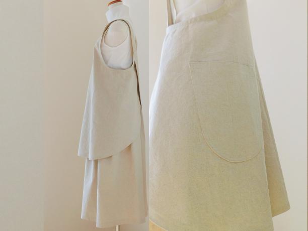 シンプル優等生のバッククロスエプロン・とんとんトン♪ぶたさん一緒で家事楽し[ブラック][エクリュ]