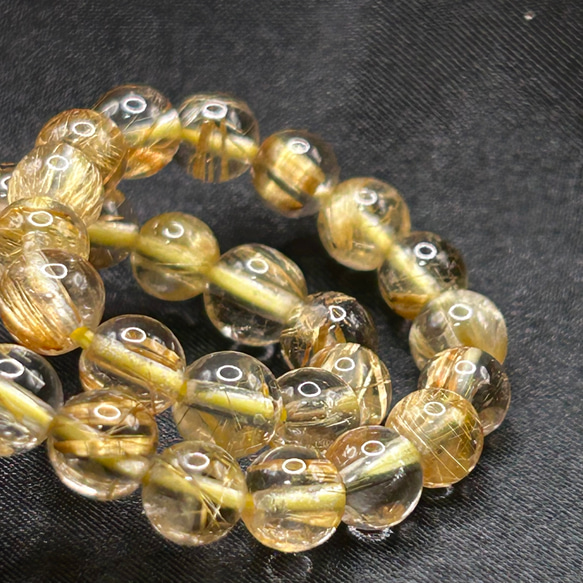 ゴールドルチルクォーツ　タイチンルチルクォーツ　内径：16.5cm 　6mm　天然石ブレスレット　高い評価～　送料無料 6枚目の画像