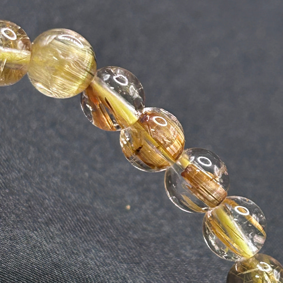 ゴールドルチルクォーツ　タイチンルチルクォーツ　内径：16.5cm 　6mm　天然石ブレスレット　高い評価～　送料無料 5枚目の画像