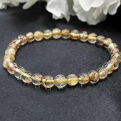 ゴールドルチルクォーツ　タイチンルチルクォーツ　内径：16.5cm 　6mm　天然石ブレスレット　高い評価～　送料無料 4枚目の画像