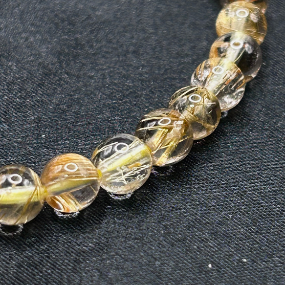 ゴールドルチルクォーツ　タイチンルチルクォーツ　内径：16.5cm 　6mm　天然石ブレスレット　高い評価～　送料無料 8枚目の画像