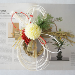 【2026年新作・Creema限定】 瓢箪と鶴と白マムのお正月飾り 5枚目の画像