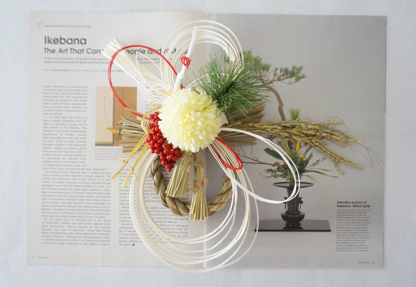 【2026年新作・Creema限定】 瓢箪と鶴と白マムのお正月飾り 5枚目の画像