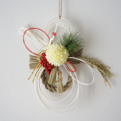 【2026年新作・Creema限定】 瓢箪と鶴と白マムのお正月飾り 3枚目の画像