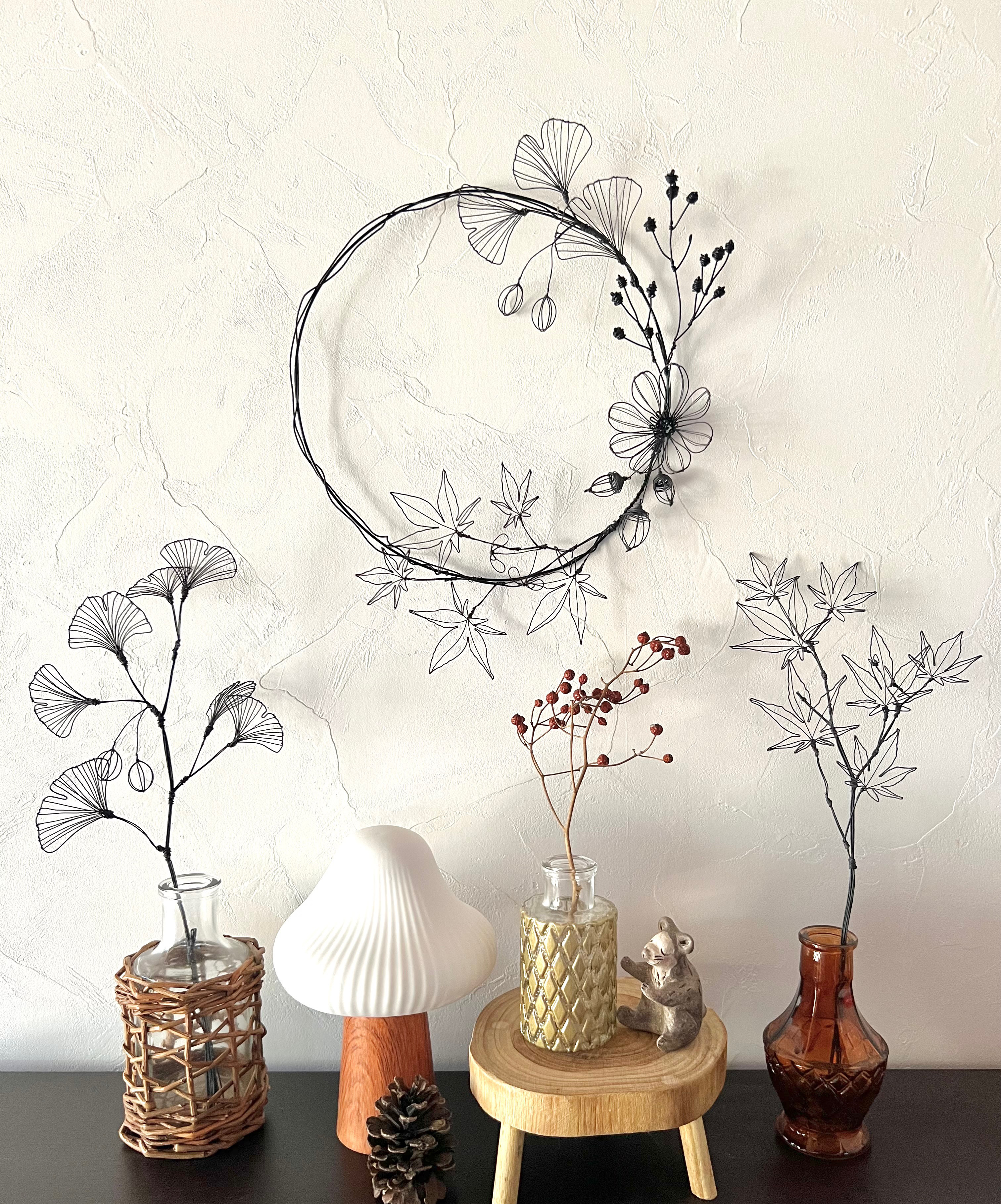 【受注制作】秋のリース　　ワイヤーアート　ワイヤークラフト