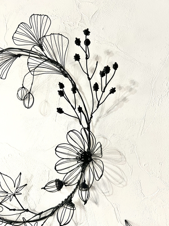 【受注制作】秋のリース　　ワイヤーアート　ワイヤークラフト 3枚目の画像