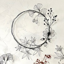 【受注制作】秋のリース　　ワイヤーアート　ワイヤークラフト 2枚目の画像