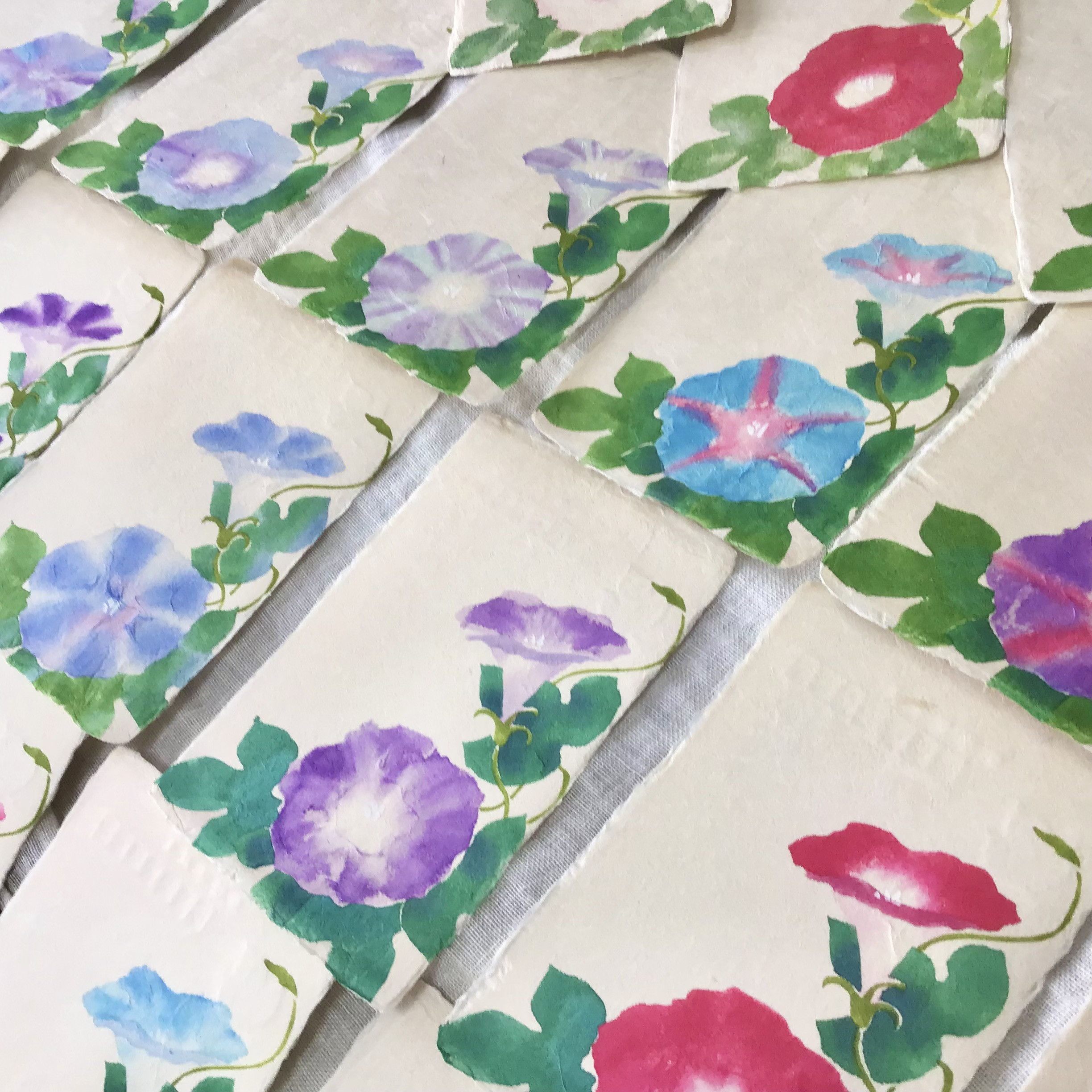 【1セット限定】型染手漉き和紙絵はがき　朝顔　31種セット