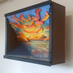 未来アートの「デコピン、打席に立つ」（クレイ絵画） 絵画 山川