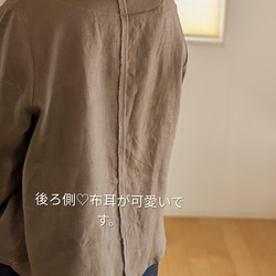 ✜リネン✜モカ✜浅Ｖネックブラウス✜ 4枚目の画像