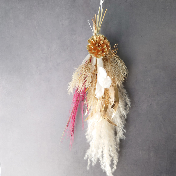 new!!早割 loop 2026白馬 new year【しめ縄飾り・スワッグ】WhiteGold 9枚目の画像