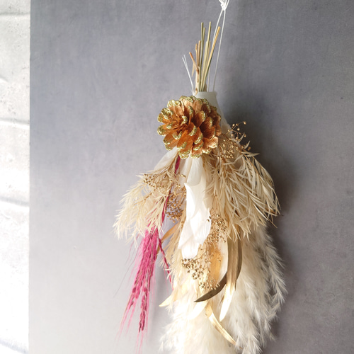 new!!早割 loop 2026白馬 new year【しめ縄飾り・スワッグ】WhiteGold