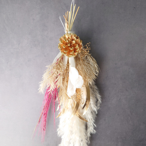 new!!早割 loop 2026白馬 new year【しめ縄飾り・スワッグ】WhiteGold