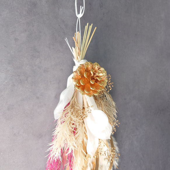 new!!早割 loop 2026白馬 new year【しめ縄飾り・スワッグ】WhiteGold 8枚目の画像