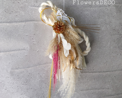 new!!早割 loop 2026白馬 new year【しめ縄飾り・スワッグ】WhiteGold