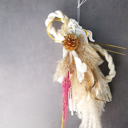 new!!早割 loop 2026白馬 new year【しめ縄飾り・スワッグ】WhiteGold 5枚目の画像