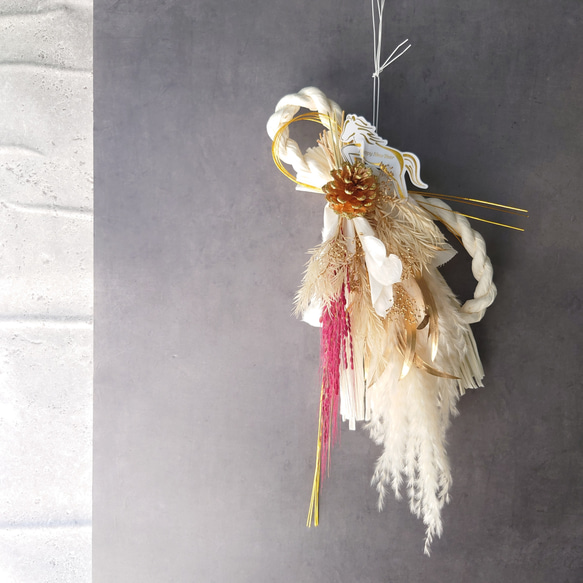 new!!早割 loop 2026白馬 new year【しめ縄飾り・スワッグ】WhiteGold 11枚目の画像