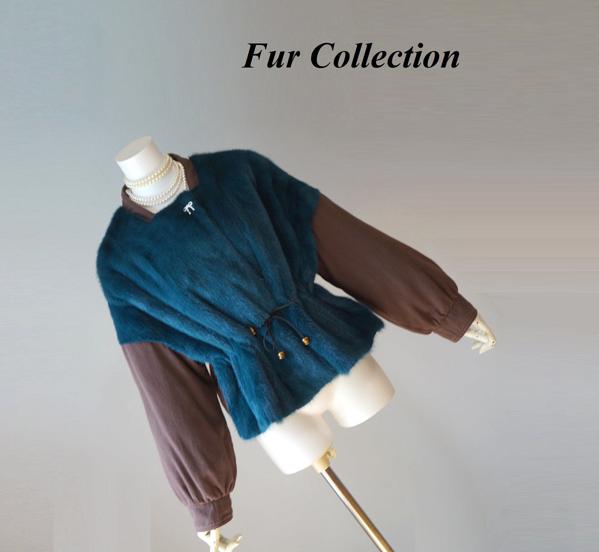 女性らしいシルエット☆贅沢なミンク付ダウンジャケットレディースブラウンブルー柔らかなリアルファーコート新品処分　天然素材