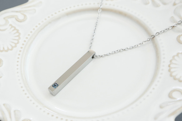 【刻印•名入れ】ロンドンブルートパーズのペンダント＊天然石＊誕生石＊サージカルステンレス【Luminous】 2枚目の画像