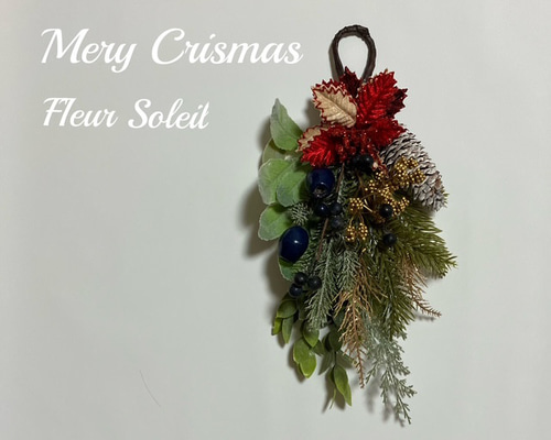 早割】アーティフィシャルの赤いポインセチアのクリスマススワッグ