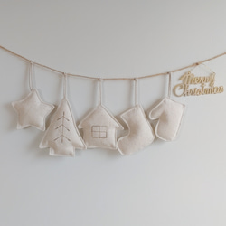 ふんわり優しい生成りのXmasオーナメント★ガーランド★クリスマス雑貨 2枚目の画像