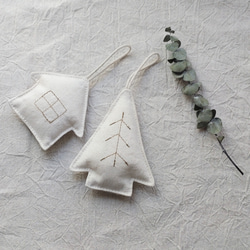 ふんわり優しい生成りのXmasオーナメント★ガーランド★クリスマス雑貨 4枚目の画像