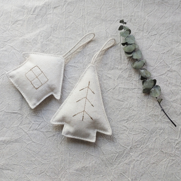 ふんわり優しい生成りのXmasオーナメント★ガーランド★クリスマス雑貨 4枚目の画像