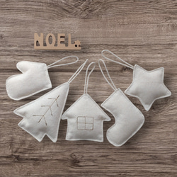 ふんわり優しい生成りのXmasオーナメント★ガーランド★クリスマス雑貨 8枚目の画像