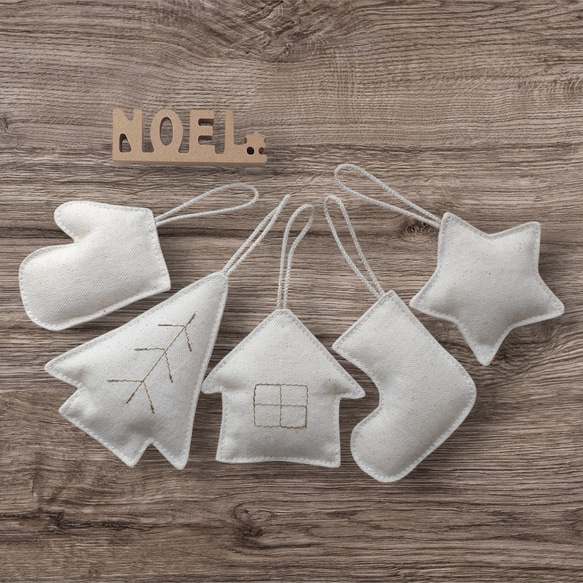 ふんわり優しい生成りのXmasオーナメント★ガーランド★クリスマス雑貨 8枚目の画像