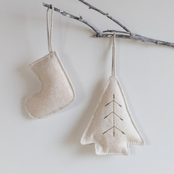 ふんわり優しい生成りのXmasオーナメント★ガーランド★クリスマス雑貨 7枚目の画像