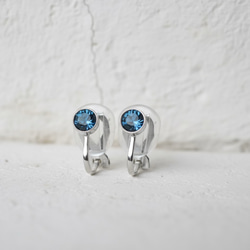 ロンドンブルートパーズのクリップイヤリング　ゴールド　シルバー　痛くなりにくい　サージカルステンレス　天然石　 3枚目の画像