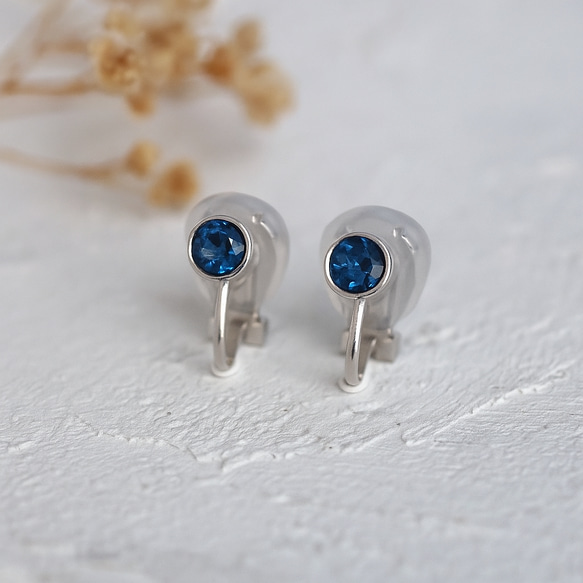 ロンドンブルートパーズのクリップイヤリング　ゴールド　シルバー　痛くなりにくい　サージカルステンレス　天然石　 9枚目の画像
