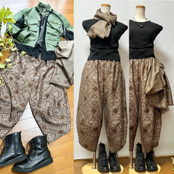 久留米絣サルエルパンツ＋ストール＊着物リメイク キュロット