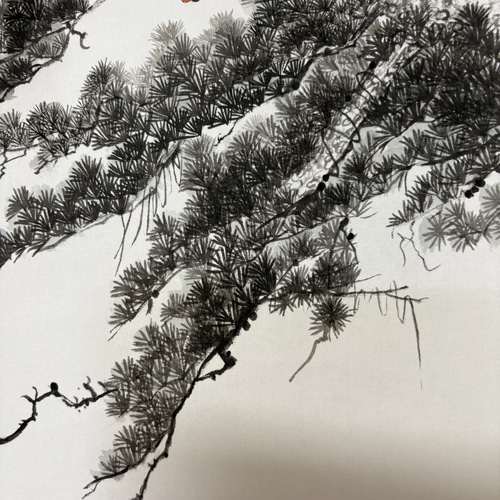 鷹 カラス 松の木 掛け軸 水墨画 絵画 こたつ 通販 19934514｜Creema