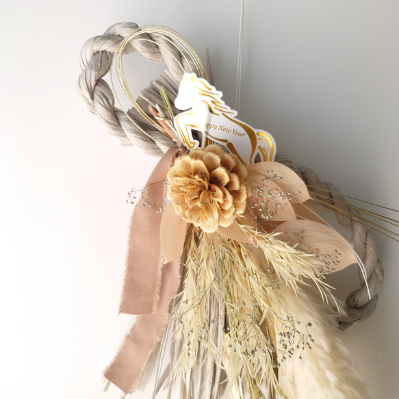 new!!早割 loop 2026白馬 new year【しめ縄飾り・スワッグ】PlatinumPink 2枚目の画像