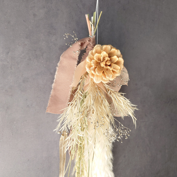 new!!早割 loop 2026白馬 new year【しめ縄飾り・スワッグ】PlatinumPink 7枚目の画像