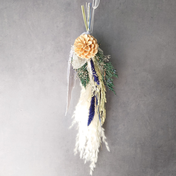 new!!早割 loop 2026白馬 new year【しめ縄飾り・スワッグ】PurpleBlue 10枚目の画像