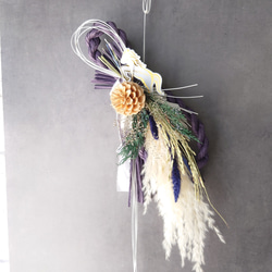 new!!早割 loop 2026白馬 new year【しめ縄飾り・スワッグ】PurpleBlue 3枚目の画像