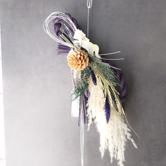 new!!早割 loop 2026白馬 new year【しめ縄飾り・スワッグ】PurpleBlue 3枚目の画像