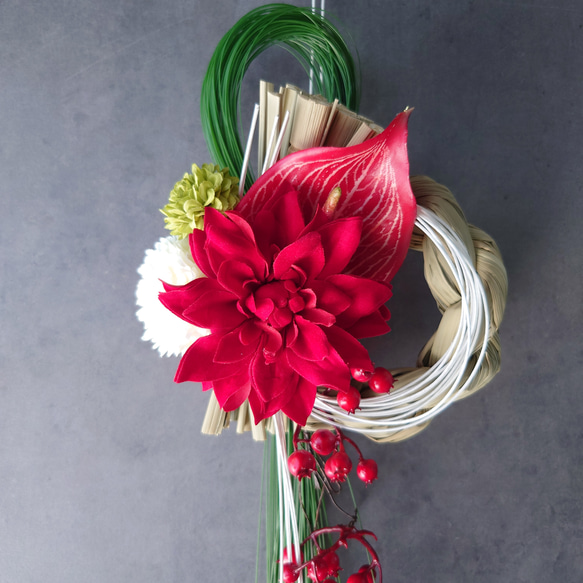 華一〆【松・ダリア・菊・】縁起物 しめ縄・お正月飾り2026年仕様『超早割お正月2026』『早割お正月2026』 7枚目の画像